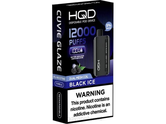 HQD CUVIE GLAZE vaporizador descartável 12000 gelo preto DHNL134 | HQD BRASIL