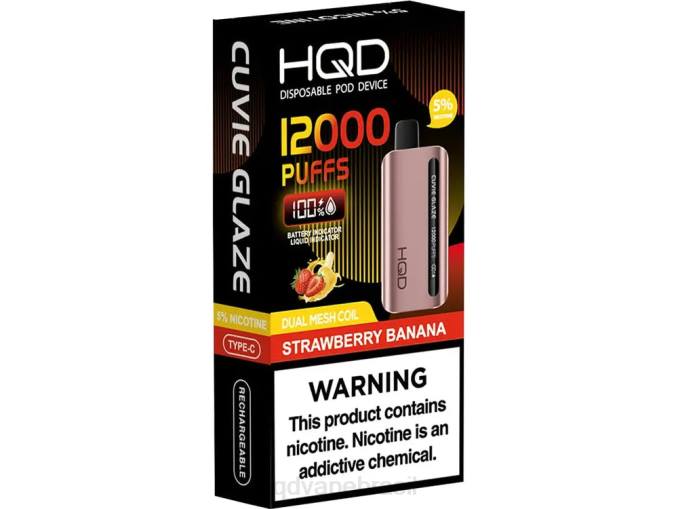 HQD CUVIE GLAZE vaporizador descartável 12000 morango banana DHNL254 | HQD BRASIL